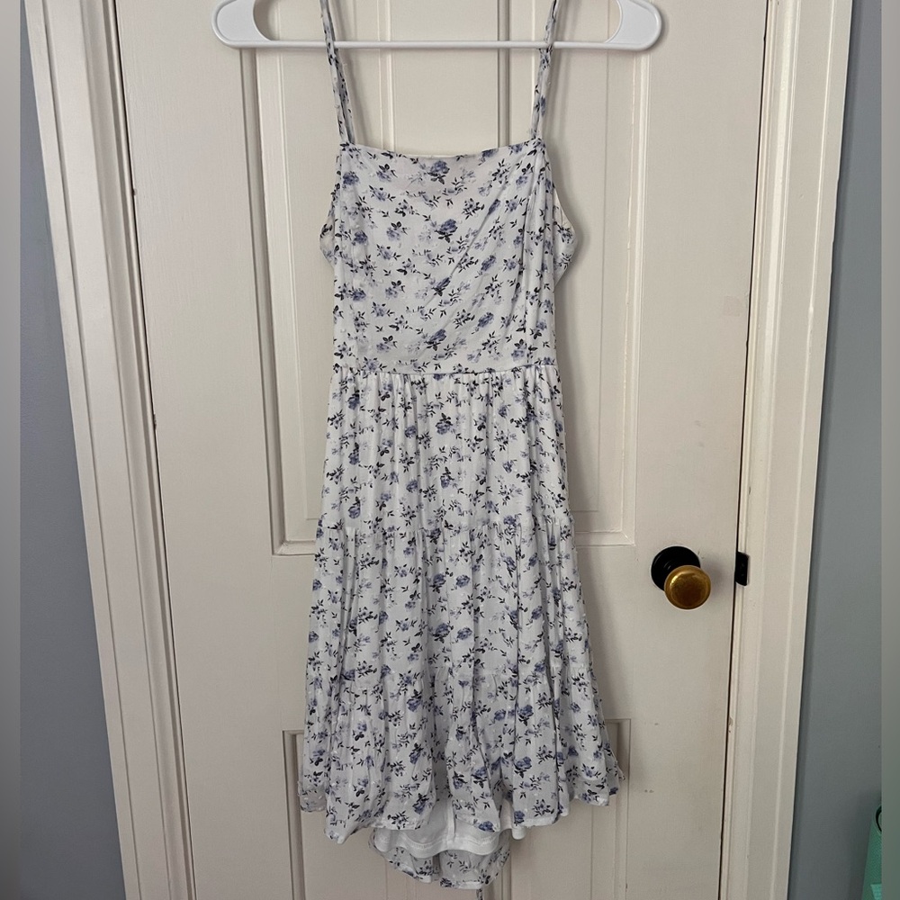 Lulus White and Blue Floral Mini Dress